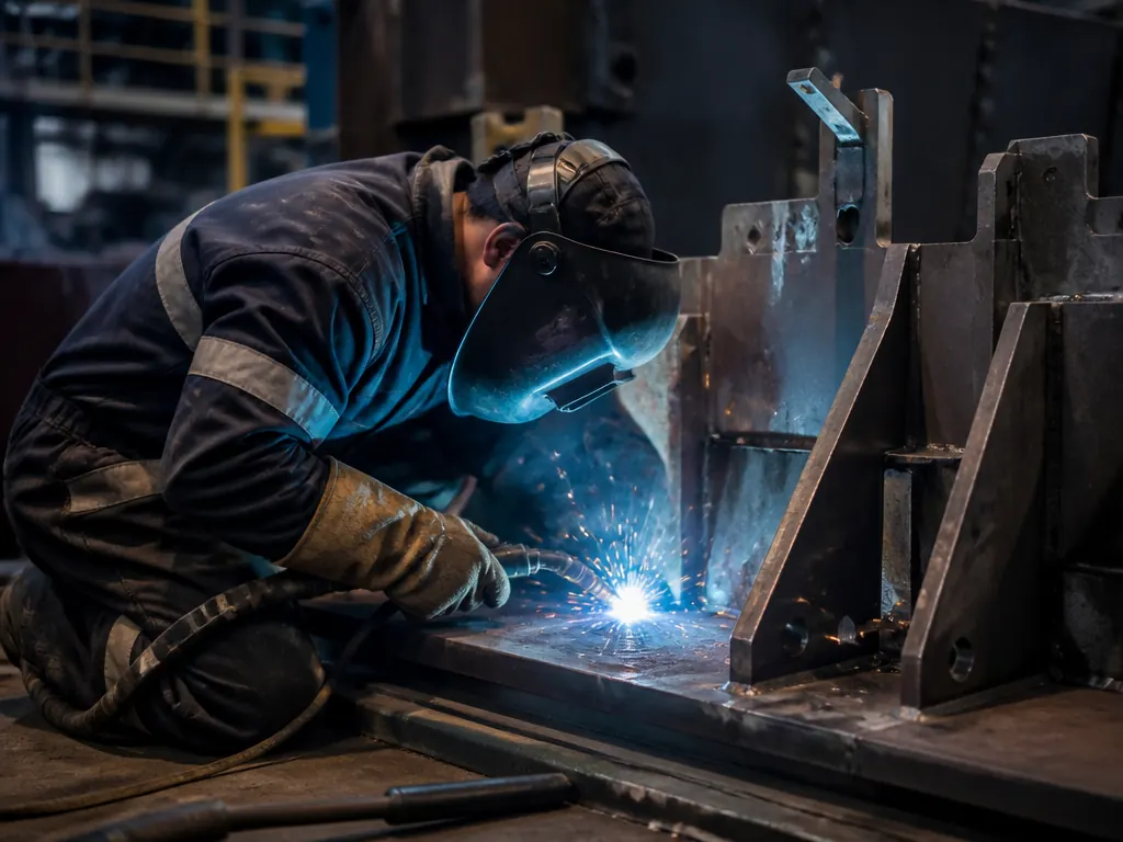 Marine structural welding in progress
